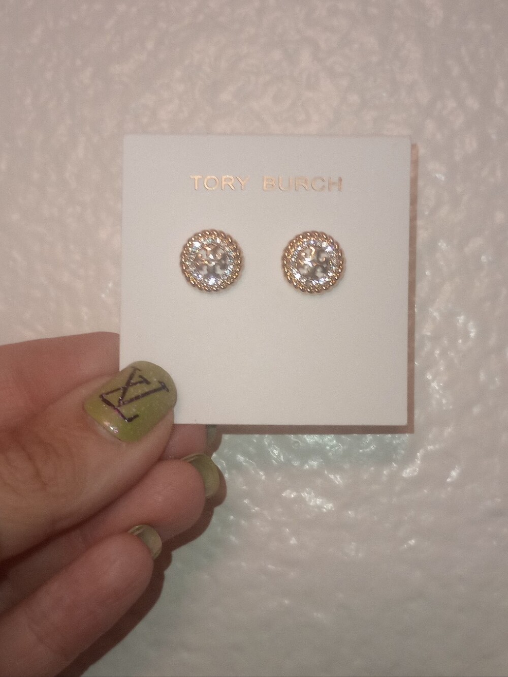 Tory Burch Gold Crystal Halo Stud Earrings